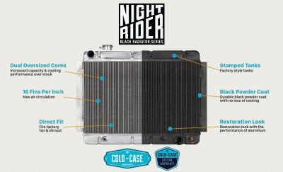 Cold Case Black Night Rider Series Radiator FOM588AB 67-70 Mustang/Cougar